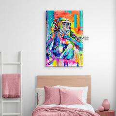Thinking Monkey Colorful Canvas Wall Art