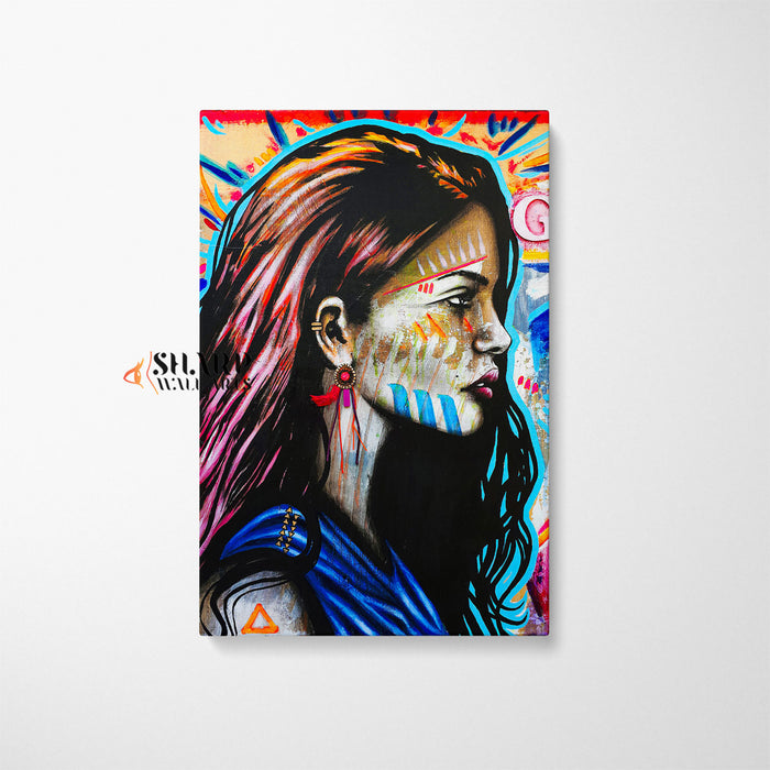 Tribal Woman Portrait Canvas Wall Art