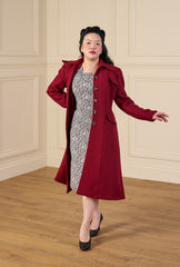 1930s/40s Princess Line Coat - Cranberry Red Wool