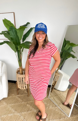 V-Neck Striped Short Sleeve Dress (2 Colors)