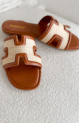 Woven Straw-Textured Slip On Sandals (2 Colors)