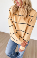 Yellow Knit Navy Thin Striped Sweater