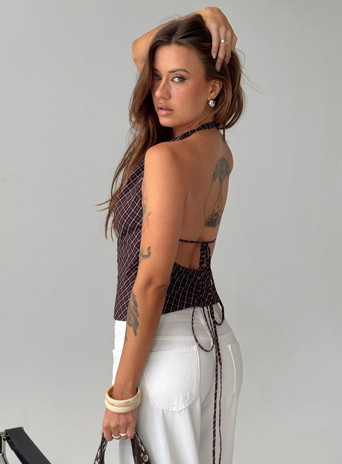 Gaybriel Cowl Neck Low Back Top Wine Check