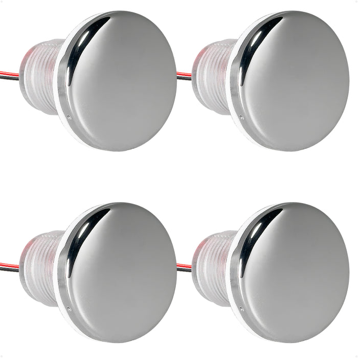 1-5/16" Round LED Thru-Hull Livewell / Courtesy Light, Blue 3LM, 12V, 4-Pack - FO4834 - Five Oceans