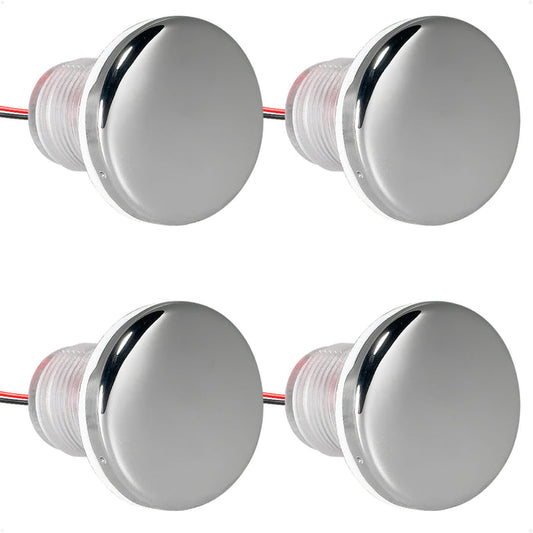 1-5/16" Round LED Thru-Hull Livewell / Courtesy Light, Blue 3LM, 12V, 4-Pack - FO4834 - Five Oceans