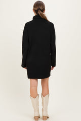 Black Turtleneck Chunky Knit Maternity Sweater Dress