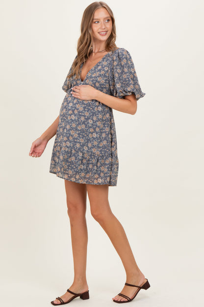 Jade Floral V-Neck Maternity Mini Dress