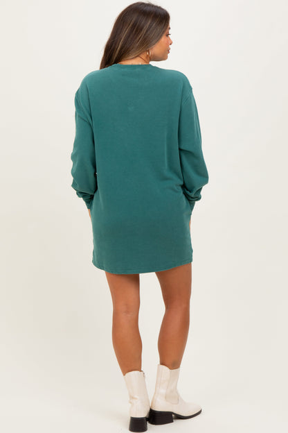Forest Green Mint Mineral Wash Oversized Maternity Sweatshirt Mini Dress