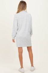 Heather Grey Brushed Quarter Zip Jersey Lounge Maternity Sweatshirt Dress