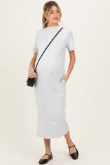Heather Grey Cotton T-Shirt Maternity Midi Dress