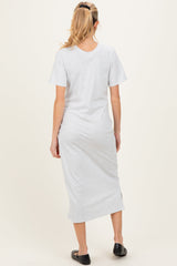 Heather Grey Cotton T-Shirt Maternity Midi Dress