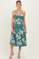Jade Floral Twisted Front Cutout Maternity Midi Dress