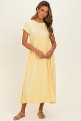 Soft Lemon Ruffle Trim Maternity Maxi Dress