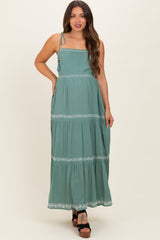 Jade Embroidered Tiered Maternity Maxi Dress