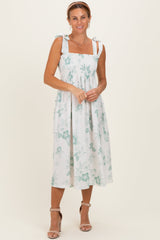 Sage Floral Smocked Maternity Midi Dress