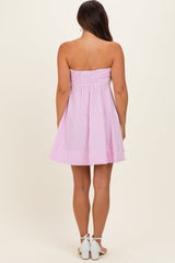 Light Pink Striped Strapless A-Line Maternity Dress