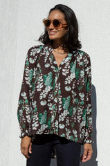 Lissy Floral Long Sleeve Top Brown