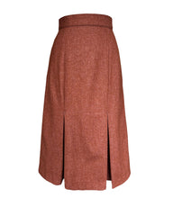 1940s Prim Pleated Skirt - Maple Wool