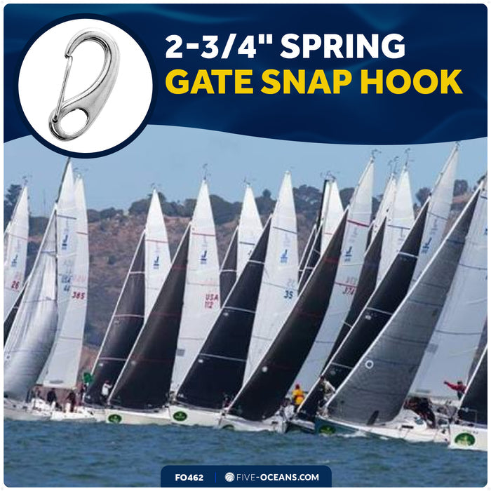 2-3/4" Spring Gate Snap Hook, AISI316 Stainless Steel - FO462 - Five Oceans