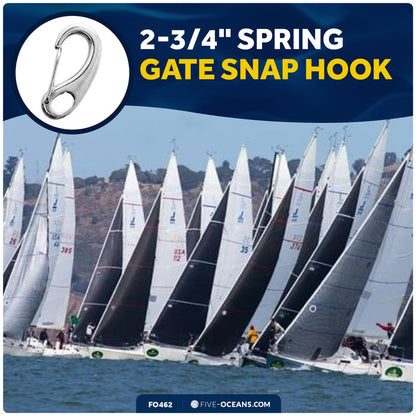 2-3/4" Spring Gate Snap Hook, AISI316 Stainless Steel - FO462 - Five Oceans