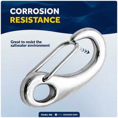 2" Spring Gate Snap Hook, AISI316 Stainless Steel, 8-Pack - FO461-M8 - Five Oceans