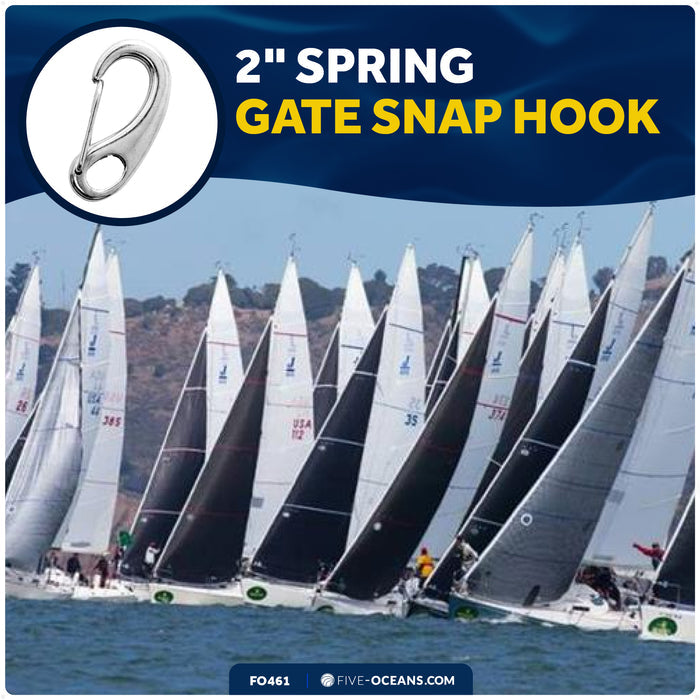 2" Spring Gate Snap Hook, AISI316 Stainless Steel - FO461 - Five Oceans