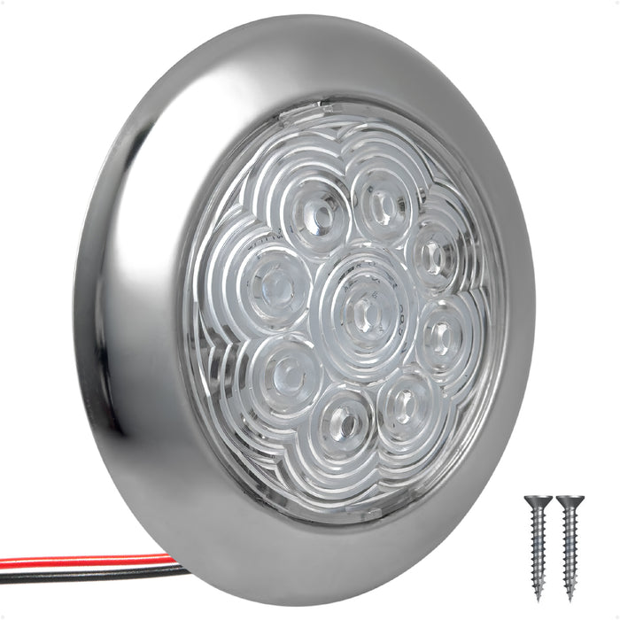 3-3/4" Surface-Mount LED Slim Dome / Ceiling Light, Warm White, Stainless Steel Housing, 12V - FO4854 - Five Oceans