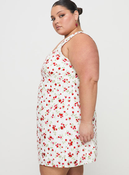 Dasha Mini Dress White Floral Curve