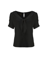 1930s Shawl Blouse - Ebony Black