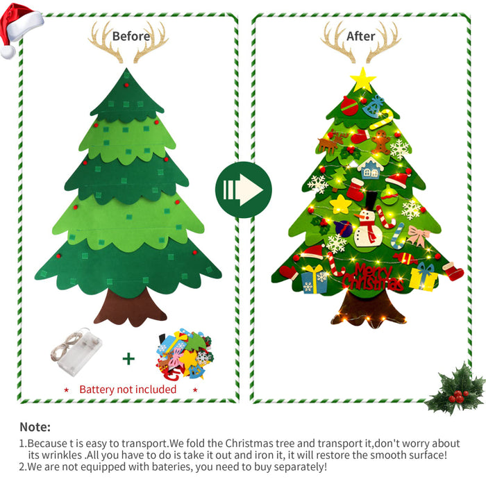 32PCS DIY Felt LED String Lights Christmas Tree