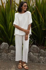 Gemma Short Sleeve Round Neck Top White