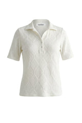 Coco Knitted Short Sleeve Collared Top Ivory