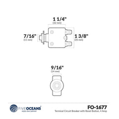 4 Amp Push-Button Reset Circuit Breaker 125-250V AC / 50V DC, 4-Pack - FO1677-M4 - Five Oceans