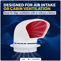 4" Cowl Vent with Snap-On Deck Plate & Cover - FO89 - Five Oceans