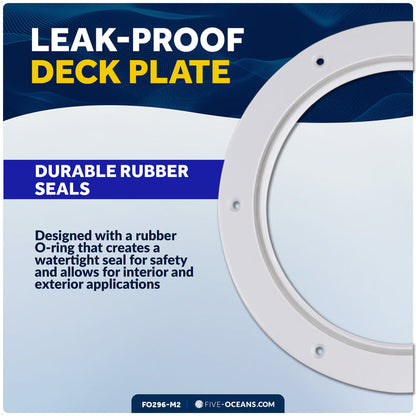 4" Deck Plate, Round, White 2-Pack - FO296-M2 - Five Oceans