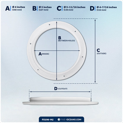 4" Deck Plate, Round, White 2-Pack - FO296-M2 - Five Oceans