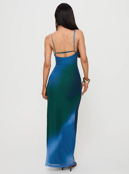 Amoret Maxi Dress Blue / Green