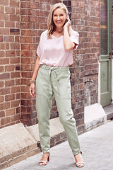 Sabrina Tie Waist Jeans Aloe