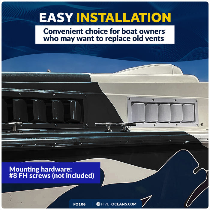5-Slotted Louvered Ventilators, 13-1/4" x  4-3/4", White - FO106 - Five Oceans