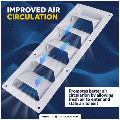 5-Slotted Louvered Ventilators, 13-1/4" x  4-3/4", White - FO106 - Five Oceans