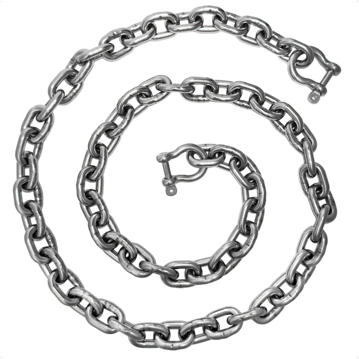Anchor Chain 5/16" x 15' with 2 Shackles, HT G4 Stainless Steel - FO4493-S15 - Five Oceans