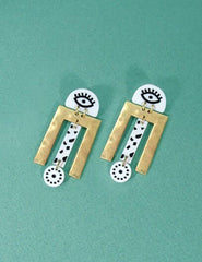 Evil Eye Earrings, Hammered Earrings, Acetate Laser Cut Earr