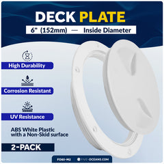 6" Deck Plate, Round Screw-in, White, 2-Pack