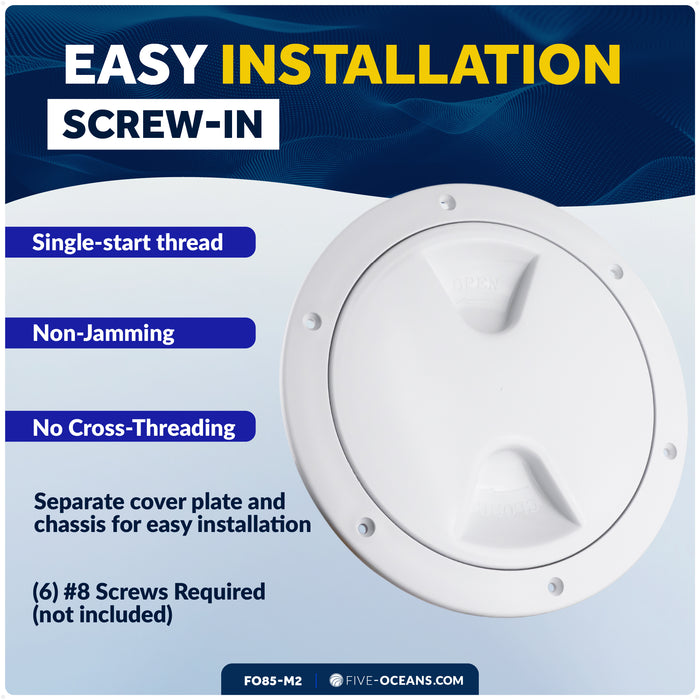 6" Deck Plate, Round Screw-in, White, 2-Pack