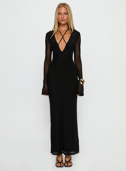 Ariadna Cut Out Long Sleeve Maxi Dress Black