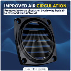 6-Slotted Louvered Flush Hose Ventilators, 3" Hose Diameter, Black - FO1675 - Five Oceans
