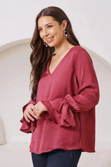 Lola Long Sleeve Top Burgundy