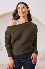 Lily Off Shoulder Jumper Olive