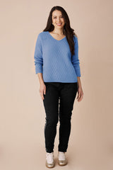 Kayla V-Neck Jumper Blue