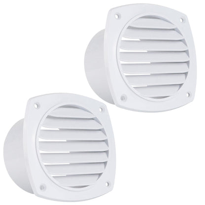 7-Slotted Louvered Hose Vent, 4" Hose Diameter, White, 2-Pack